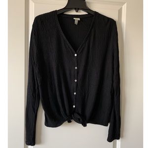 Button-up tie blouse